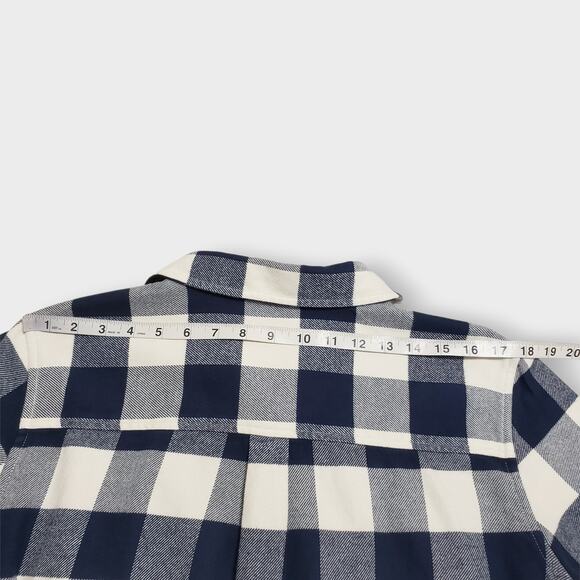 LL Bean Womens Brushed Flannel Shirt Blue Gingham Relaxed Fit Sz XLP Pockets - Picture 10 of 11